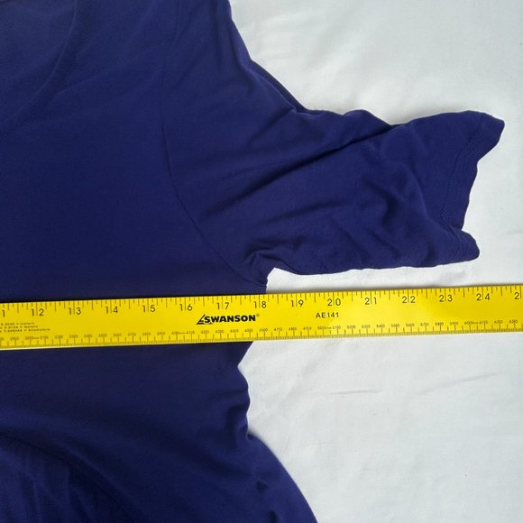 Creation Midi Dress Women Large Purple 3/4 Sleeve‎ Balloon Hem Scoop Neck - Picture 12 of 16